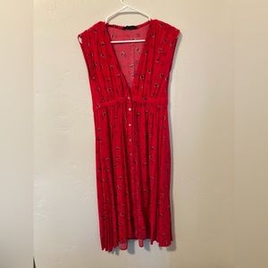 Knot Sisters Floral V-neck Button down Dress.